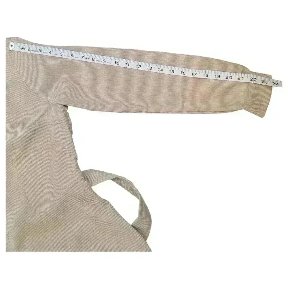 Love Crazy Corduroy Button Down Belted Long Sleeve Dress Tan Size M Winter Fall - Picture 10 of 11